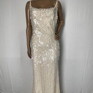 Mare Mare x Anthropologie Women's Liquid Sequin Column Maxi Dress Ivory Size M